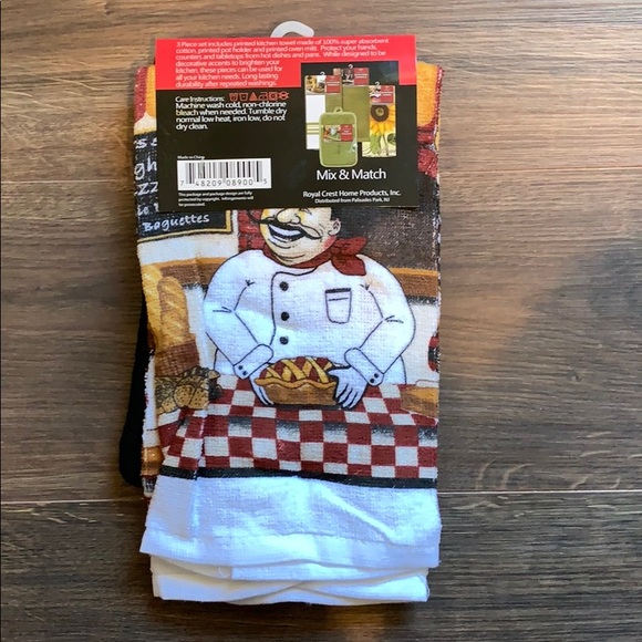 NWT Oven Mit + pot holder + towel set - Picture 2 of 2